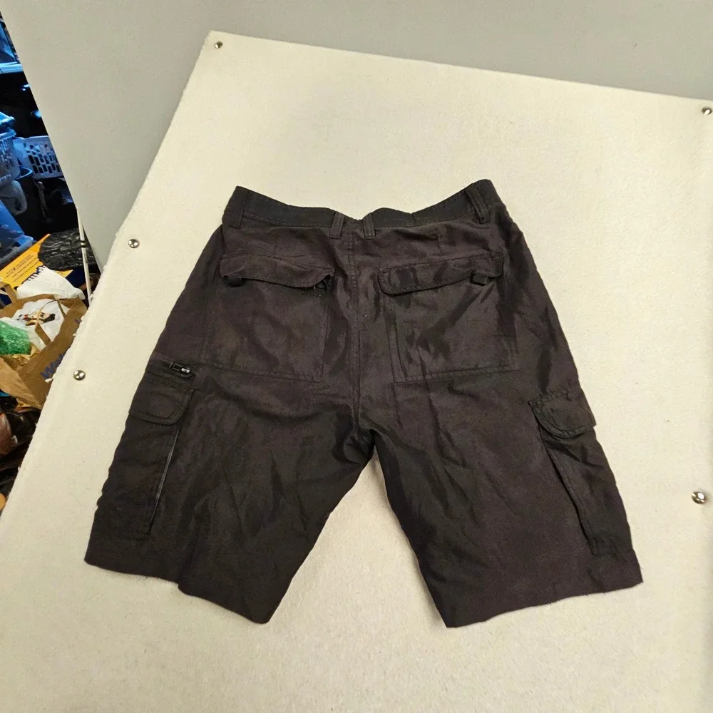 Burnside Mens Black Cargo Shorts Size 34 Utility Multi Pocket Casual Outdoor